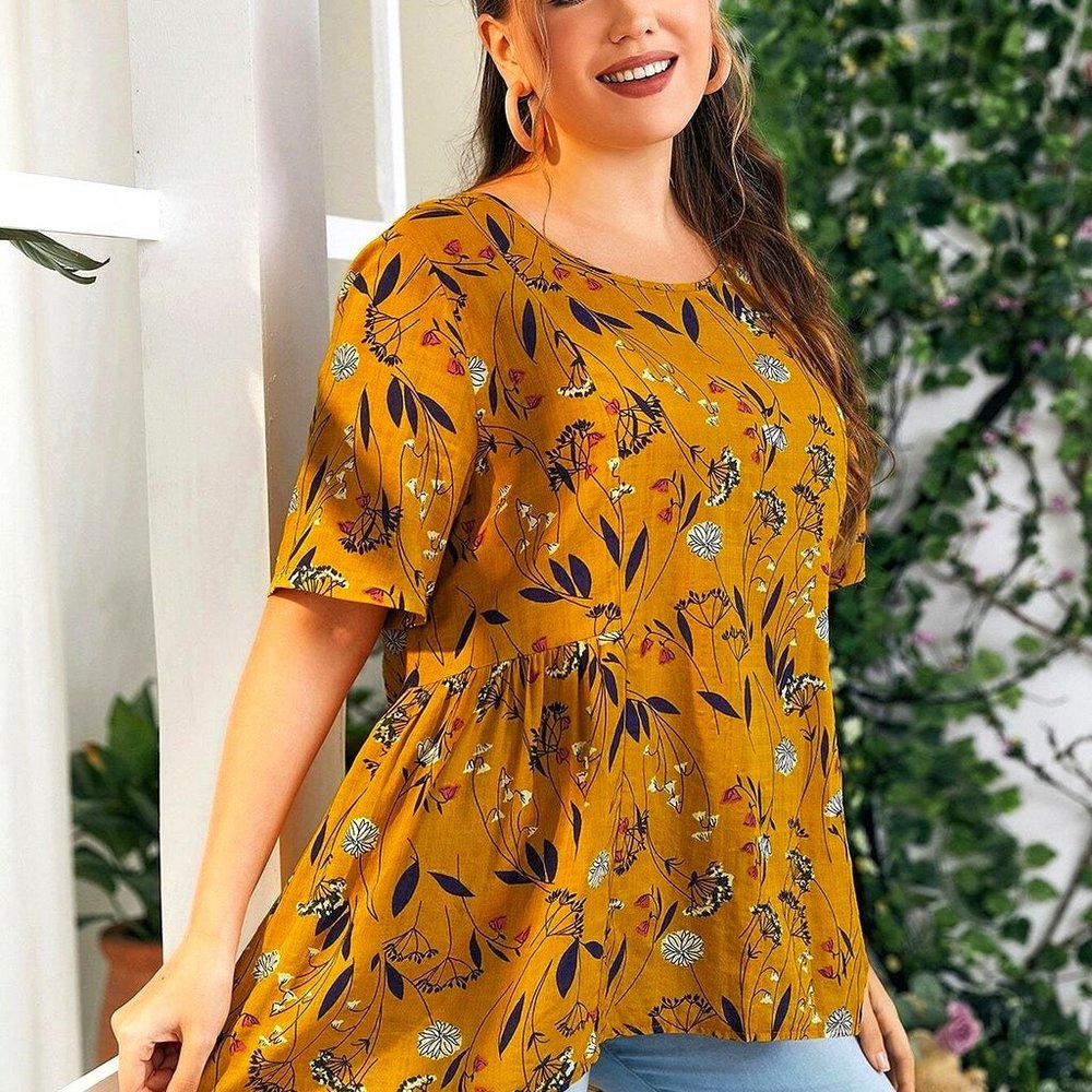 Yellow Floral Print Blouse